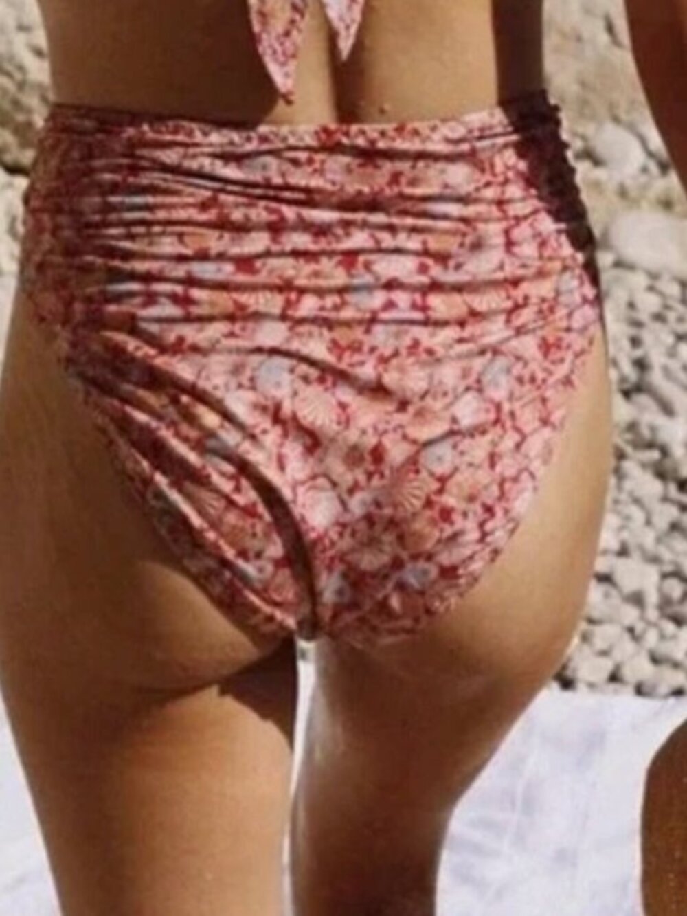 Doen High Waist Bikini Bottom in Rouge Tresors De La Mer